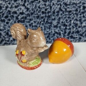 Vintage Kmart Salt & Pepper Shakers Squirrel & Acorn Set Ceramic